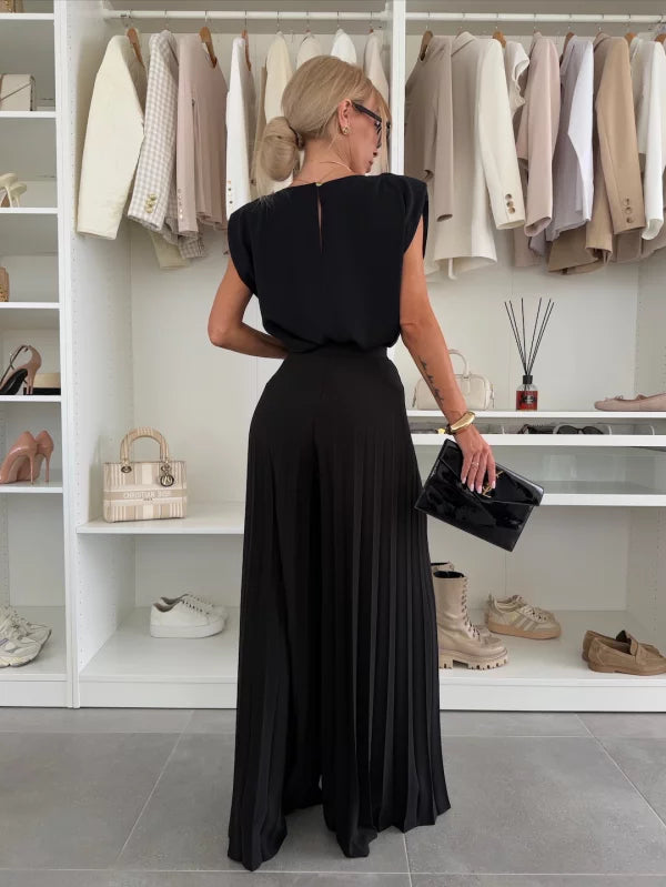 Priscilla | Women's Sleeveless Top Wide Leg Pants Set