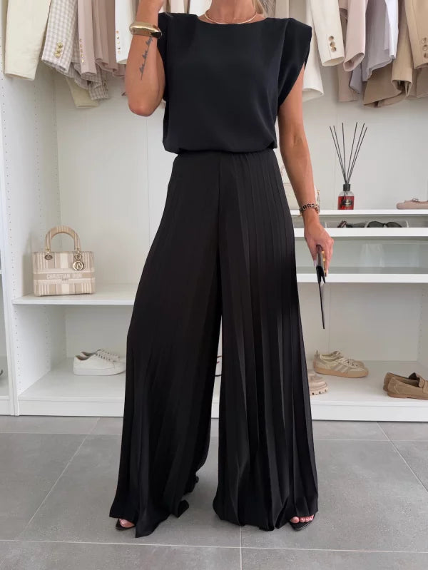 Priscilla | Women's Sleeveless Top Wide Leg Pants Set