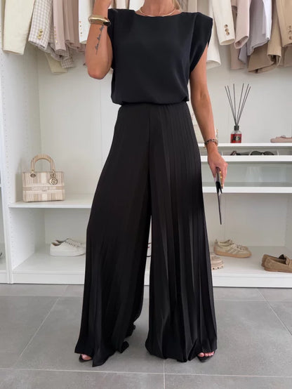Priscilla | Women's Sleeveless Top Wide Leg Pants Set