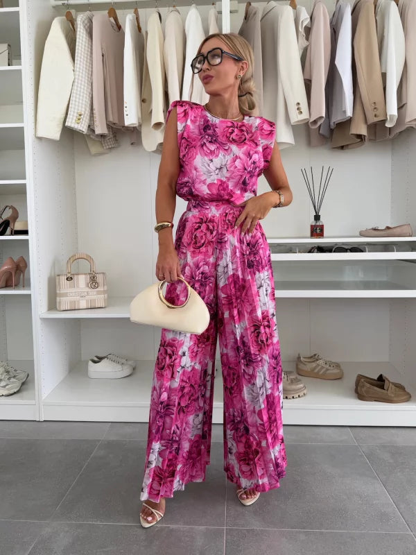 Priscilla | Women's Sleeveless Top Wide Leg Pants Set
