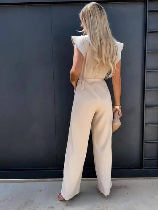 Brittany | Women's Flutter Sleeve Wide-Leg Jumpsuit