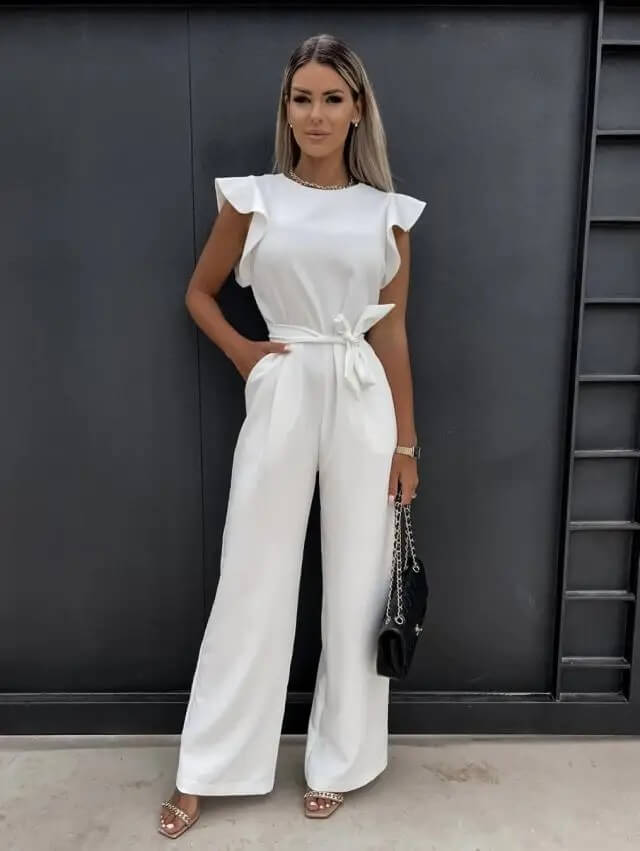 Brittany | Women's Flutter Sleeve Wide-Leg Jumpsuit