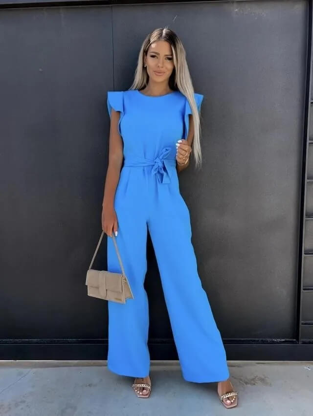 Brittany | Women's Flutter Sleeve Wide-Leg Jumpsuit