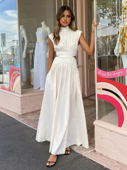 Emilia | Women's Mock Neck Cutout Maxi Dress No-Sleeve Occasion Dress