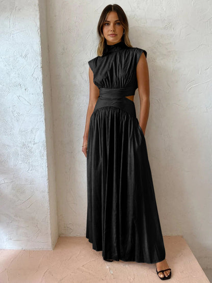 Emilia | Women's Mock Neck Cutout Maxi Dress No-Sleeve Occasion Dress