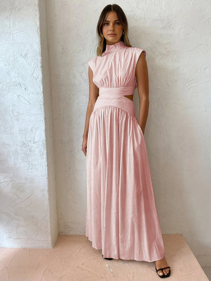 Emilia | Women's Mock Neck Cutout Maxi Dress No-Sleeve Occasion Dress