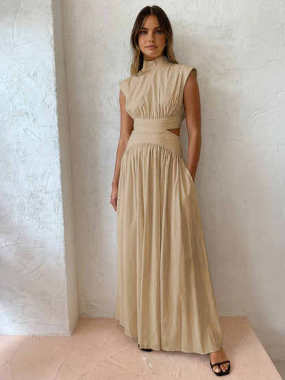 Emilia | Women's Mock Neck Cutout Maxi Dress No-Sleeve Occasion Dress