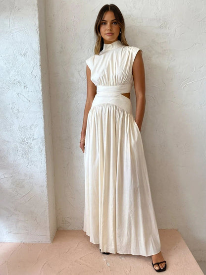Emilia | Women's Mock Neck Cutout Maxi Dress No-Sleeve Occasion Dress