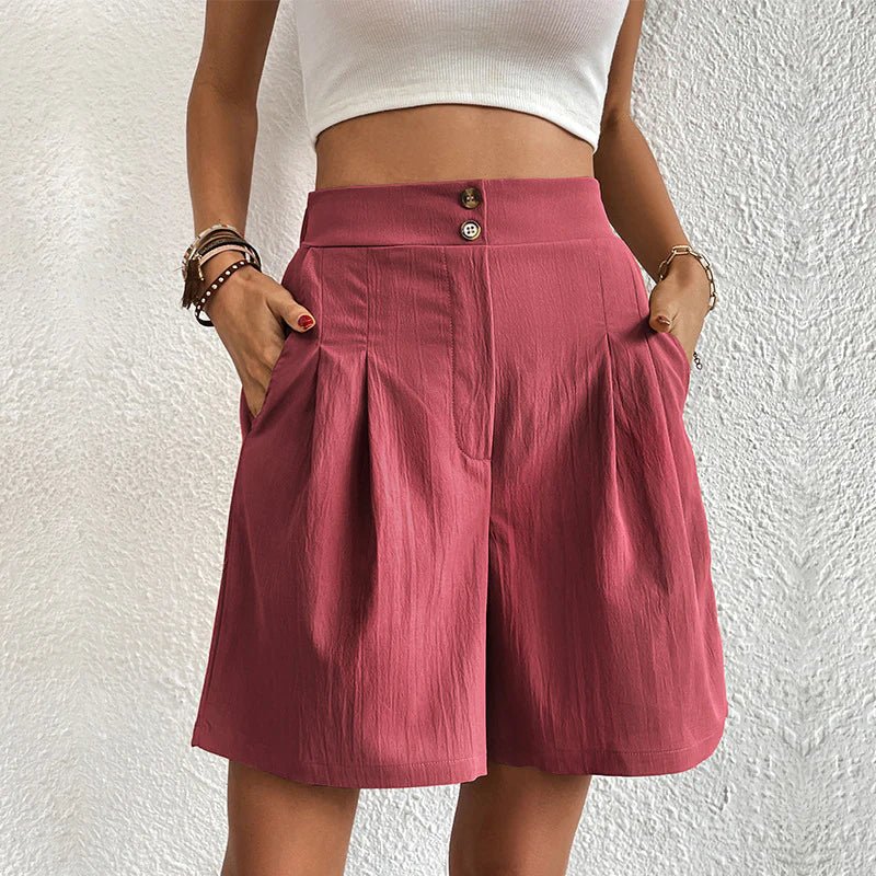 Tessa | Women's High Waist Wide Leg Shorts Pleated with Pockets