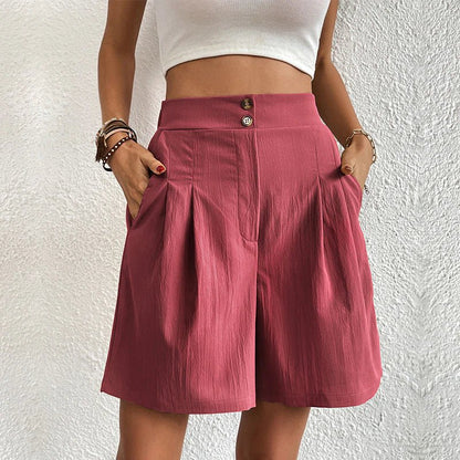 Tessa | Women's High Waist Wide Leg Shorts Pleated with Pockets
