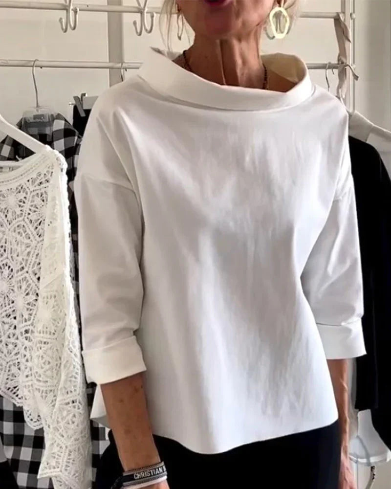 Camille | Women's Bateau Neck 3/4 Sleeve Relaxed Top