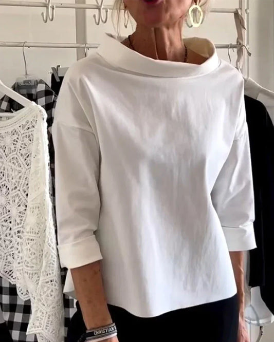 Camille | Women's Bateau Neck 3/4 Sleeve Relaxed Top