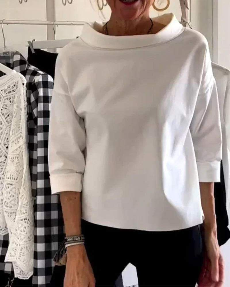 Camille | Women's Bateau Neck 3/4 Sleeve Relaxed Top