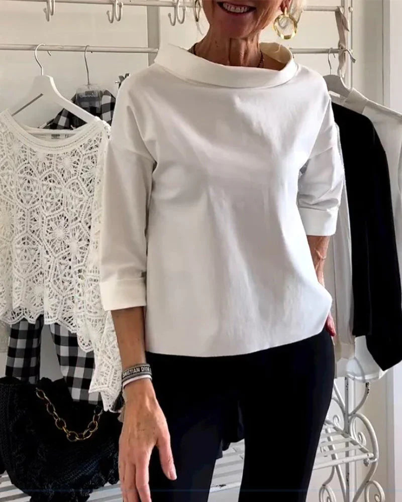 Camille | Women's Bateau Neck 3/4 Sleeve Relaxed Top