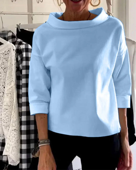Camille | Women's Bateau Neck 3/4 Sleeve Relaxed Top