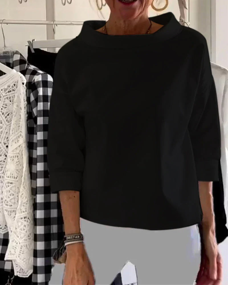 Camille | Women's Bateau Neck 3/4 Sleeve Relaxed Top