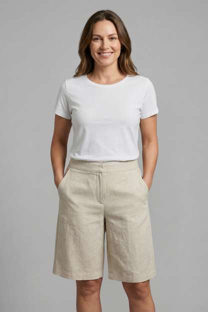 Naomi | Women's High Waisted Knee Length Shorts