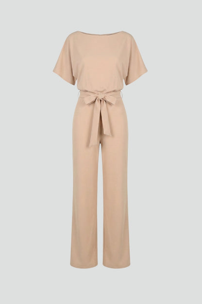 Laura | Women's Wide-Leg Short-Sleeved Jumpsuit with Belt