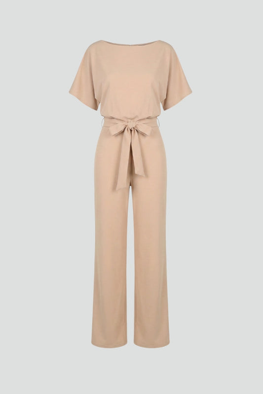 Laura | Women's Wide-Leg Short-Sleeved Jumpsuit with Belt