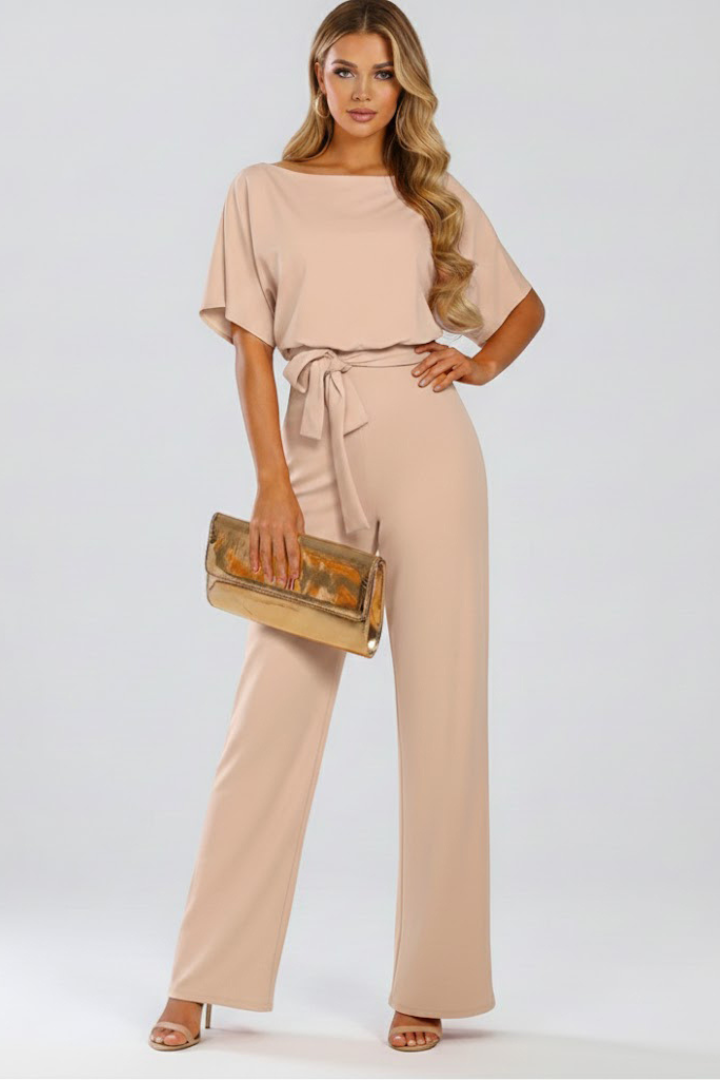 Laura | Women's Wide-Leg Short-Sleeved Jumpsuit with Belt