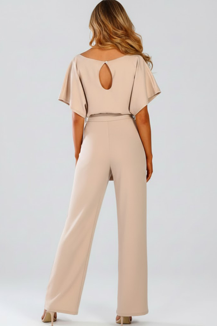 Laura | Women's Wide-Leg Short-Sleeved Jumpsuit with Belt