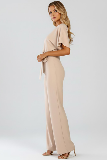 Laura | Women's Wide-Leg Short-Sleeved Jumpsuit with Belt