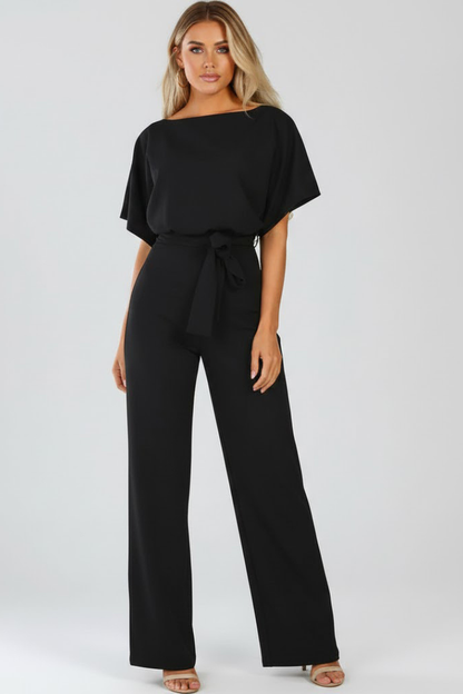 Laura | Women's Wide-Leg Short-Sleeved Jumpsuit with Belt