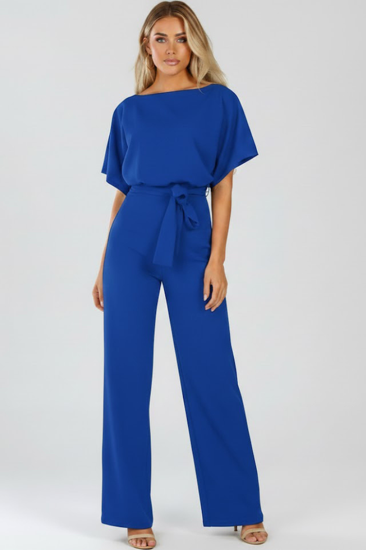 Laura | Women's Wide-Leg Short-Sleeved Jumpsuit with Belt