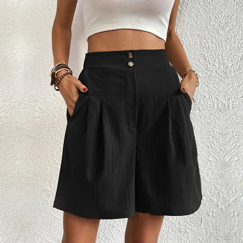 Tessa | Women's High Waist Wide Leg Shorts Pleated with Pockets