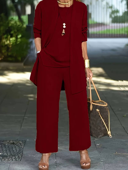 Kelly | Women's Round Neck Long Sleeve 3 Piece Set
