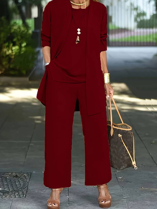 Kelly | Women's Round Neck Long Sleeve 3 Piece Set