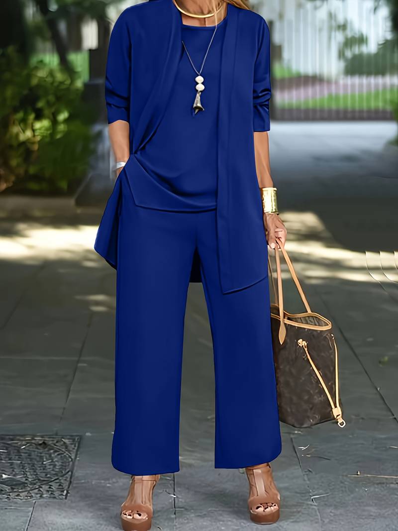 Kelly | Women's Round Neck Long Sleeve 3 Piece Set