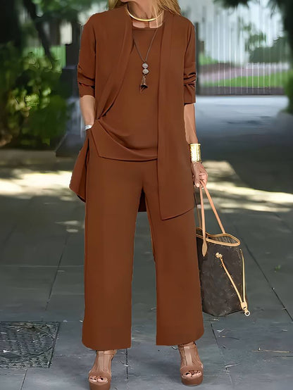 Kelly | Women's Round Neck Long Sleeve 3 Piece Set
