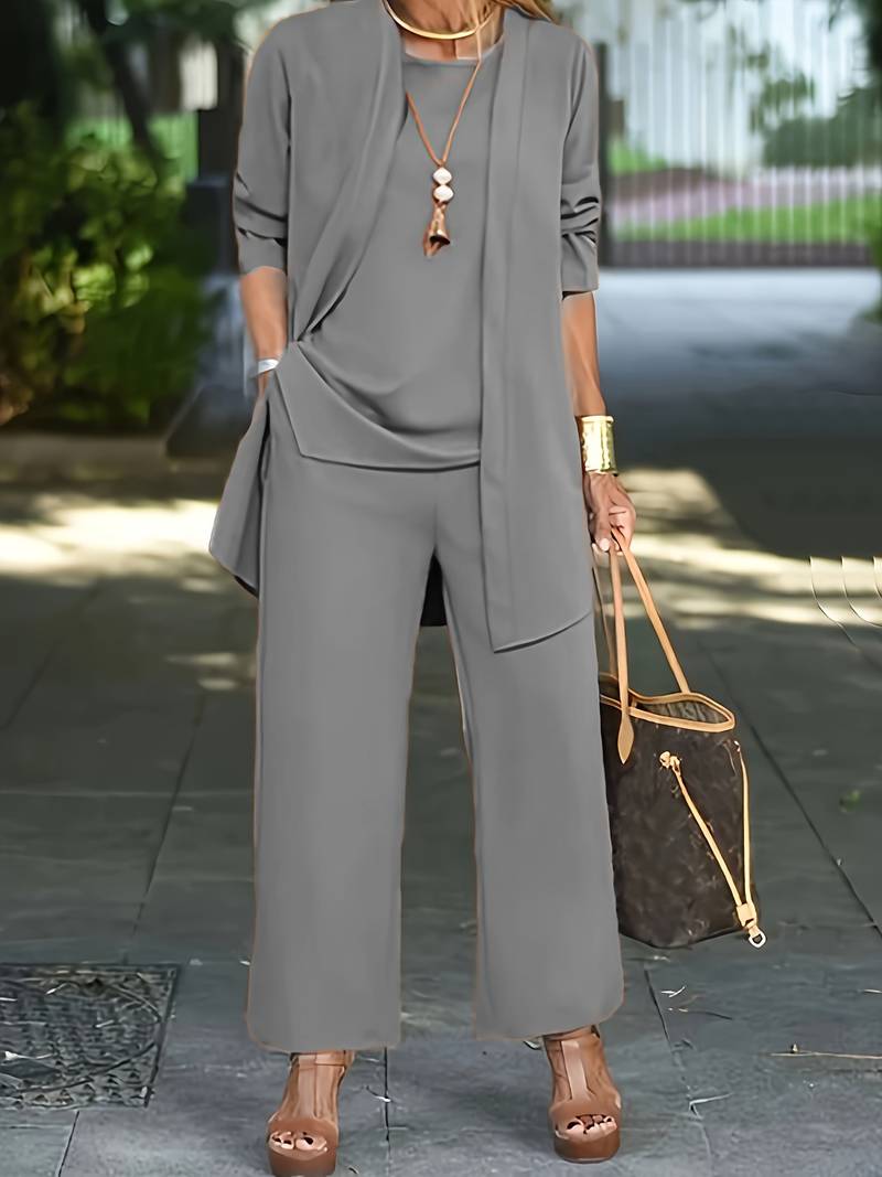 Kelly | Women's Round Neck Long Sleeve 3 Piece Set