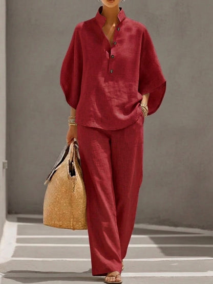 Alexis | Women's 2 Piece Set Batwing Top Wide Leg Pants