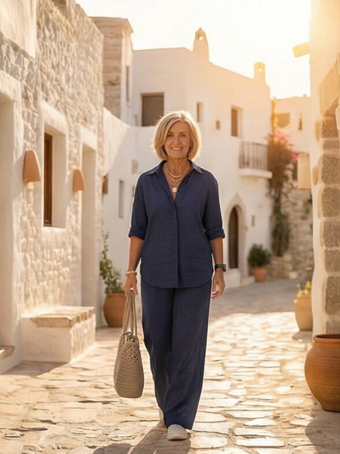 Alexa | Women's Relaxed Button-Down Shirt and Wide-Leg Pants Set