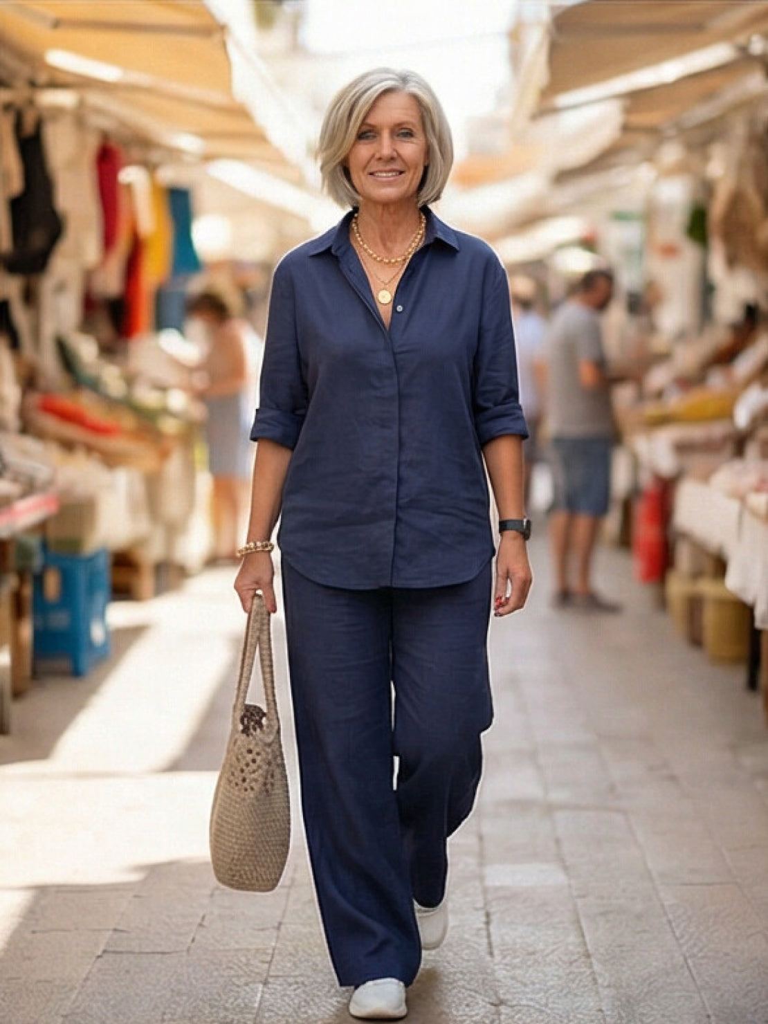 Alexa | Women's Relaxed Button-Down Shirt and Wide-Leg Pants Set