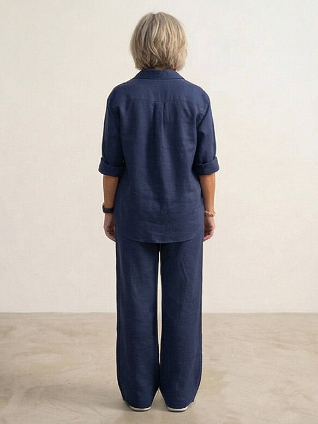 Alexa | Women's Relaxed Button-Down Shirt and Wide-Leg Pants Set