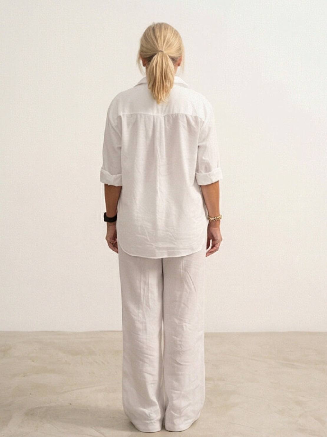 Alexa | Women's Relaxed Button-Down Shirt and Wide-Leg Pants Set