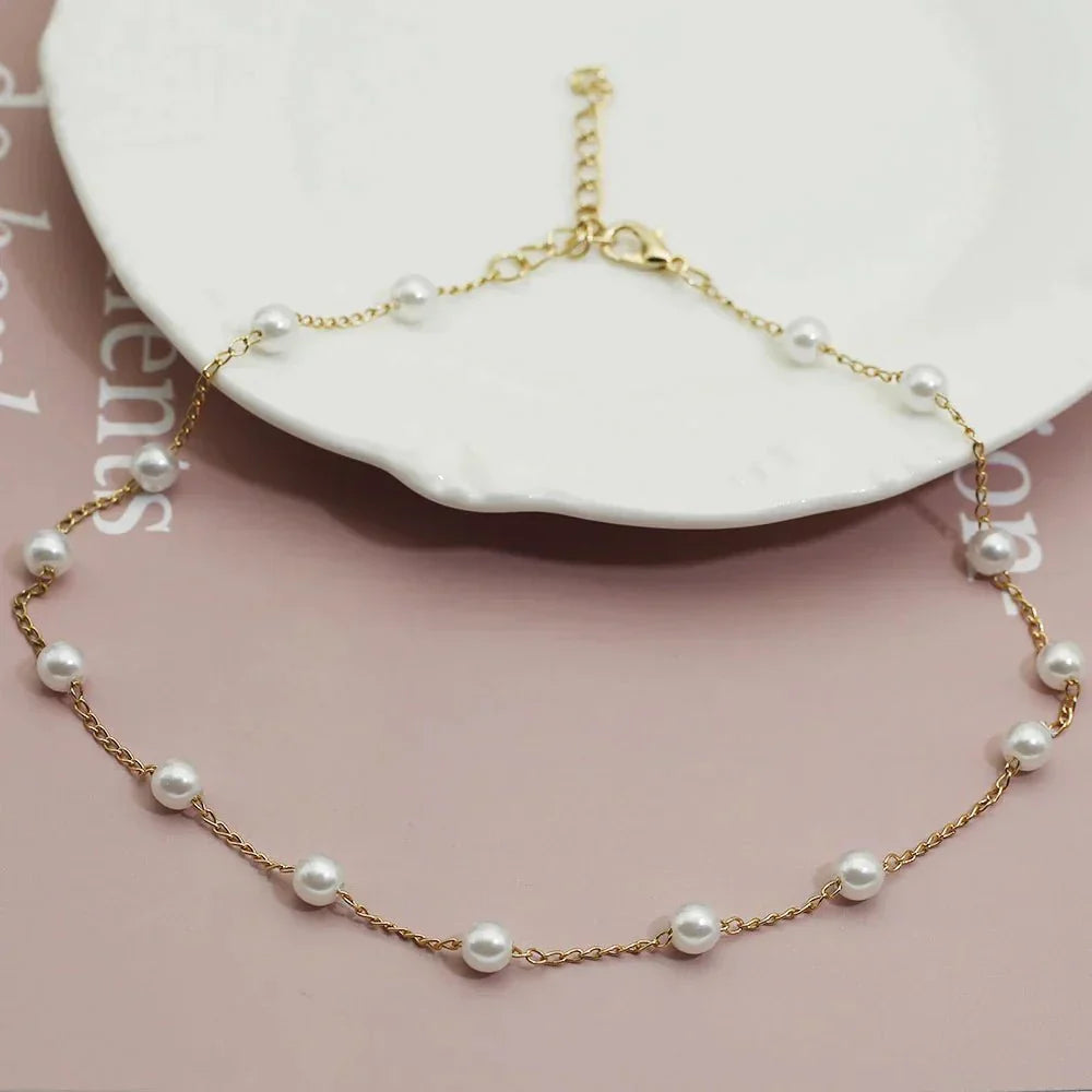 Cheryl | Gold Pearl Necklace