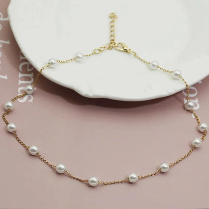 Cheryl | Gold Pearl Necklace