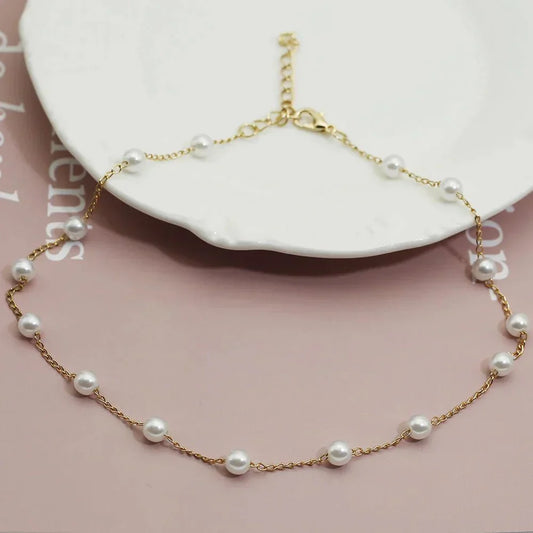 Cheryl | Gold Pearl Necklace