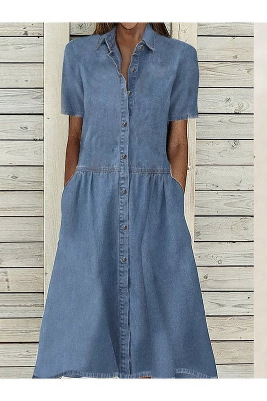 Gabriella | Women's Button-Through Short-Sleeved Mid-Length Dress