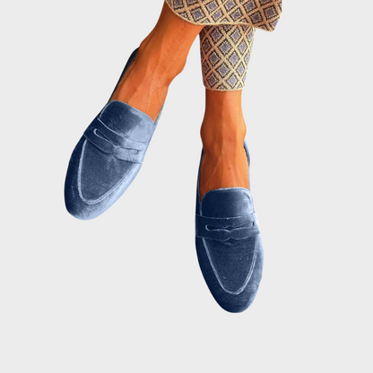 Laura | Women's Blue Slip-On Loafers