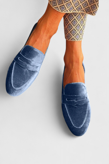 Laura | Women's Blue Slip-On Loafers