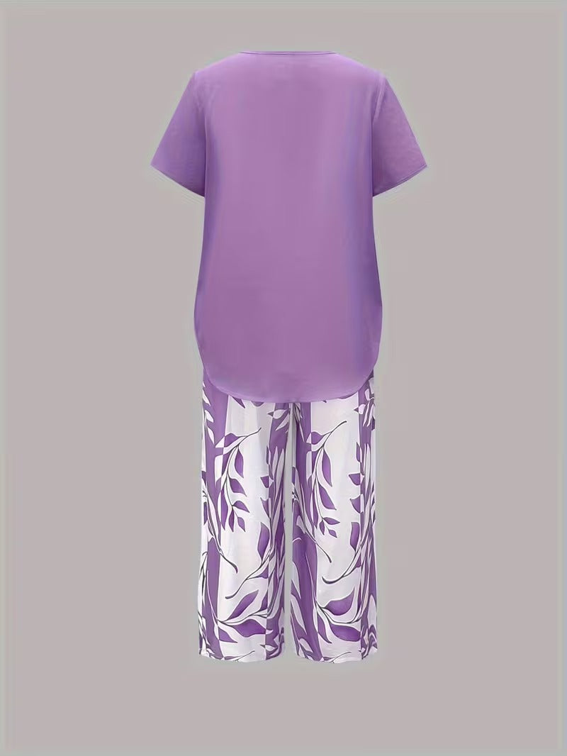 Maria | Women's Leaf Print Two Piece Set