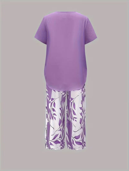 Maria | Women's Leaf Print Two Piece Set