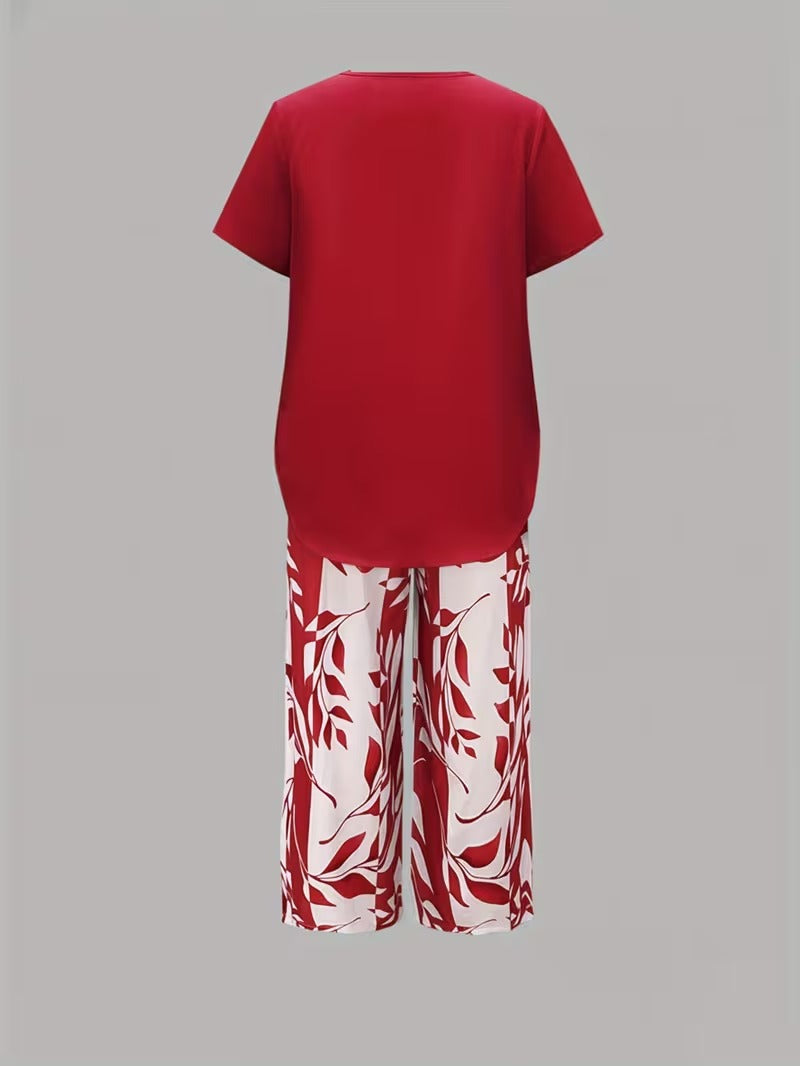 Maria | Women's Leaf Print Two Piece Set