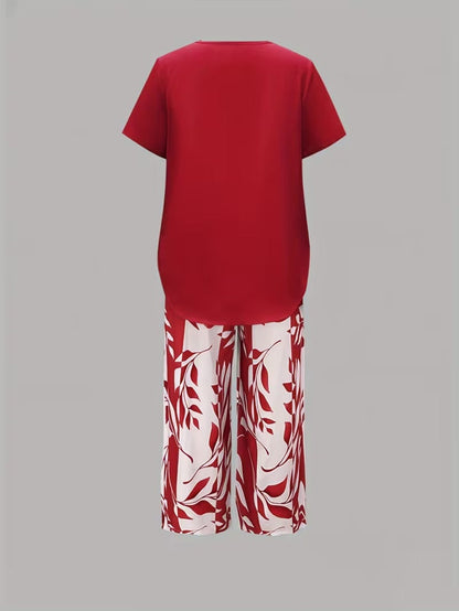 Maria | Women's Leaf Print Two Piece Set