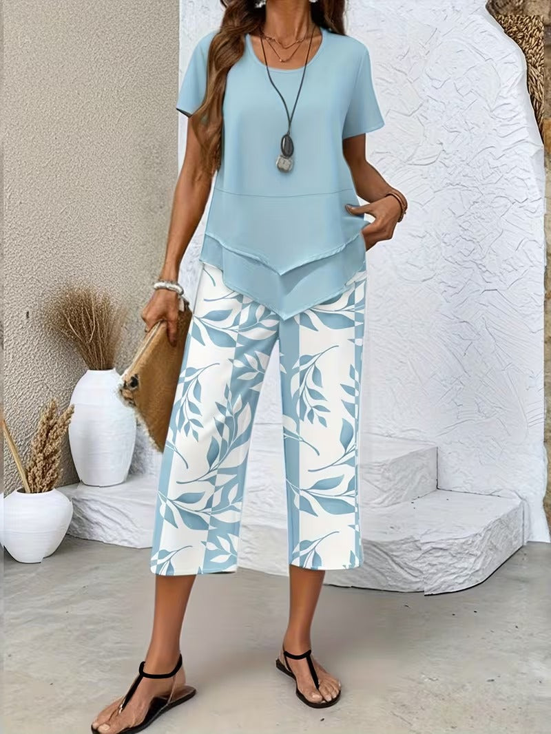 Maria | Women's Leaf Print Two Piece Set
